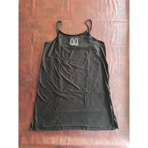 Classic Blues Swimwear Black Cotton Flip Flop Embroidered Cover Up Dress 2X